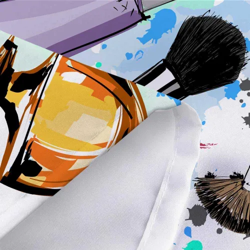 Miniatura 9 de JAWO Cortinas de ducha cosméticas para mujer y niña, elegante perfume de acuarela y lápiz labial, juego de cortinas de baño de tela con ganchos, Azul