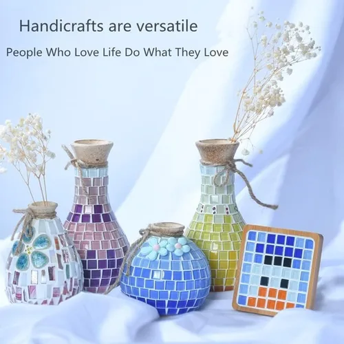 Miniatura 7 de Azulejos de mosaico de bricolaje para manualidades, kits de mosaico de vidrio colorido para adultos, 915 piezas de azulejos de mosaico de vidrieras