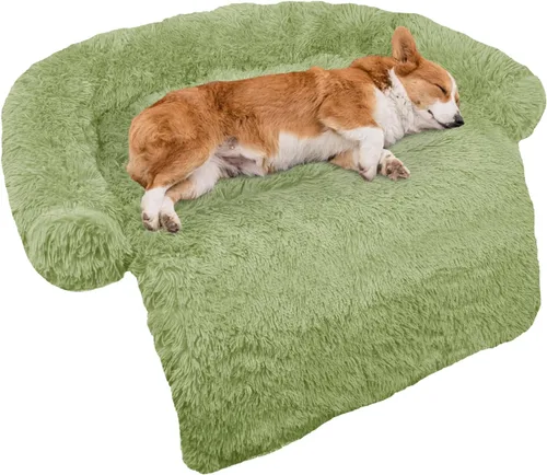 Miniatura 31 de Cama calmante para perro, tapete de felpa esponjoso para perros con protector de muebles con funda extraíble lavable para perros y gatos grandes