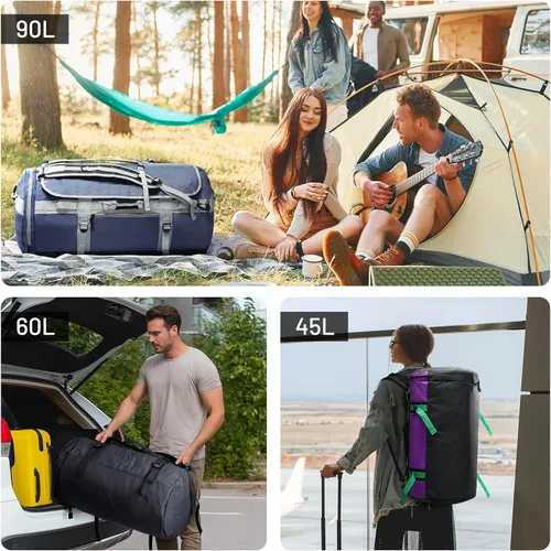 Miniatura 7 de MIER Mochila deportiva grande con compartimento para zapatos, resistente y resistente al agua, azul marino, 45L