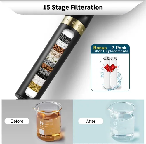Miniatura 3 de Cabezal de ducha con 6 ajustes de mano, filtro de alta presión para agua dura, cabezal de ducha filtrado de 15 etapas con manguera para eliminar