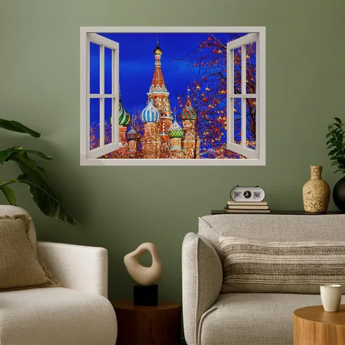 Miniatura 37 de wall26 Adhesivo de Pared Papá Noel Llevando Regalos Ventana Abierta Mural, No Se Despega y No Se Pega, Papel Tapiz No Tejido Decorativo