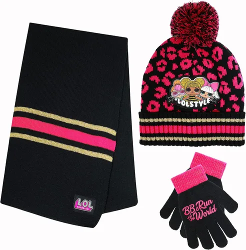 LOL Surprise - Conjunto de sombrero y guante de invierno para niñas y niños pequeños sombrero de invierno con bufanda y sombrero y guante para niños
