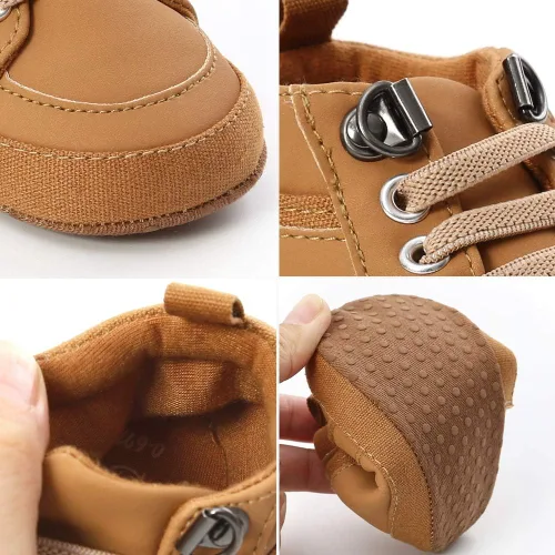 Miniatura 6 de RVROVIC Zapatillas antideslizantes para bebés y niñas, botas de tobillo suaves para niños y niñas, zapatos de cuna para recién nacidos