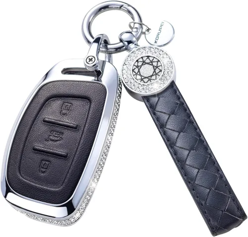Miniatura 31 de Funda para llavero compatible con Volvo, cuero negro con cristal de protección de 360 grados para XC90, XC60, XC40, S60, S90, V60, V90, Polestar 1