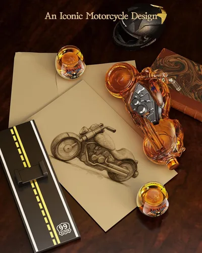Miniatura 2 de Kollea Regalos de cumpleaños para hombres, papá, juego de decantador de whisky de motocicleta con 2 vasos, dispensador de licor para bar en casa