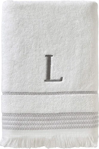 Miniatura 77 de SKL Home Toalla de baño casual con monograma, S, 28 x 54 pulgadas, color blanco