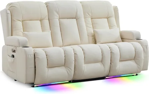 Miniatura 40 de TUNYI Sofá Reclinable Eléctrico Loveseat con Masaje y Calor, Asientos de Cine en Casa con Consola, Sofá Reclinable RV Loveseat con USB/Toma