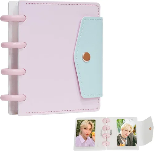 Carpeta para tarjetas fotográficas de 3 pulgadas, álbum de fotos desmontable, mini libro de fotos con 20 bolsillos para 40 tarjetas (rosa)