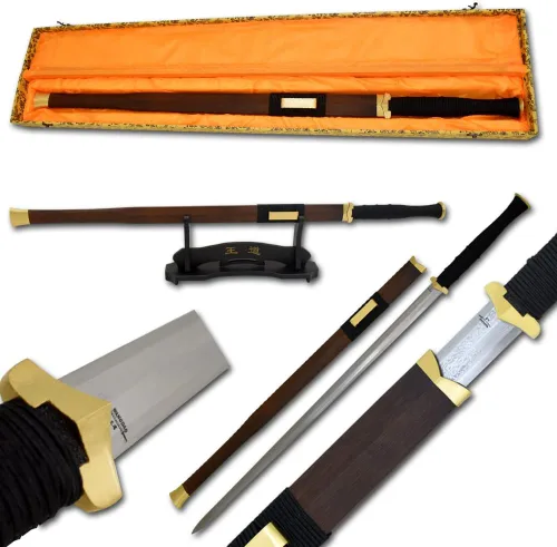 Miniatura 10 de Snake Eye presenta la espada katana samurái tradicional hecha a mano forjada a mano con soporte de exhibición y caja