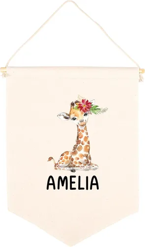 Miniatura 35 de Andaz Press Cartel de lienzo colgante – Tapiz de alfabeto y animales para colgar en la pared para bebé niña y niño, decoración de pared de guardería