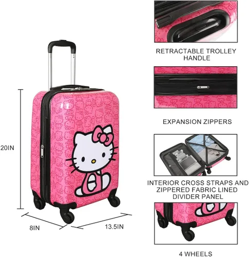 Miniatura 4 de Bioworld Hello Kitty Sentado Personaje Rosa 20" Adulto ABS Equipaje