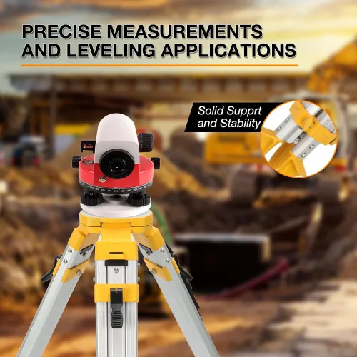 Miniatura 5 de Trípode de topografía, trípode de levantamiento de aluminio con abrazadera rápida de cabeza plana de 11 roscas de 5/8 pulgadas para estación total