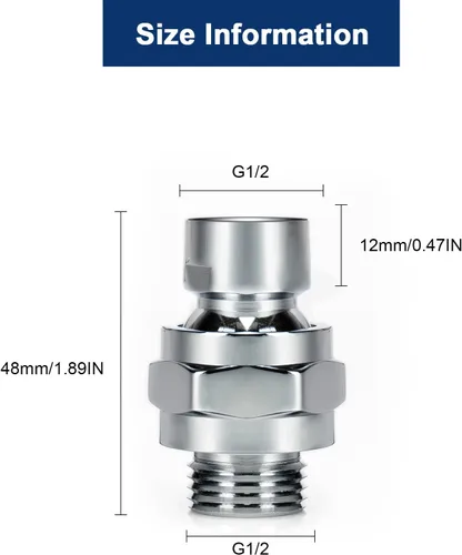 Miniatura 3 de NearMoon Adaptador de bola giratoria para cabezal de ducha, conector de ducha de latón macizo, junta esférica, componente de extensión universal