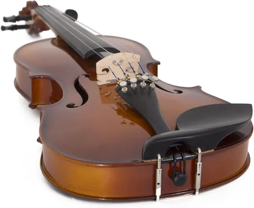 Miniatura 4 de Cecilio Juego de violín 4/4 de tamaño completo violín para zurdos de madera maciza de ébano con cuerdas D'Addario Prelude Juego completo con barniz