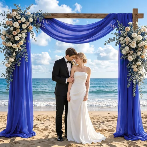 Miniatura 10 de 1 panel de 20 pies para arco de boda, tela transparente azul bebé para drapear, cortinas de gasa para arcos de boda, cortinas azul claro, cortinas