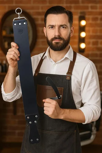 Miniatura 2 de Parker's - Rasuradora recta de cuero Latigo hecha a mano para afilar navajas y cuchillos rectos, fabricado en Estados Unidos, 3 x 27 pulgadas (negro)