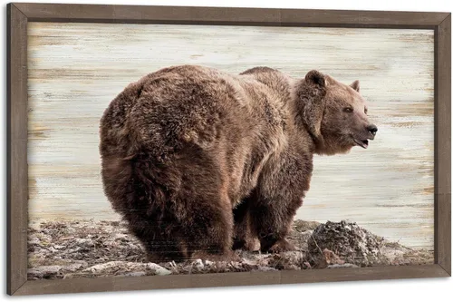 Miniatura 16 de Arte de pared enmarcado de bisonte americano, imagen rústica de vida silvestre, animales pintados, impresiones de búfalo, ilustraciones de madera