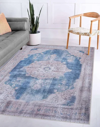 Miniatura 81 de GLN Rugs Bohemian Collection - Alfombra de felpilla lavable a máquina, bohemio vintage, antideslizante, alfombra de felpilla de pelo bajo, alfombra