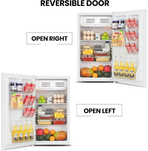 Miniatura 3 de Koolatron Refrigerador compacto con congelador, 3.2 pies cúbicos (91L), blanco, diseño de respaldo plano que ahorra espacio, puerta reversible
