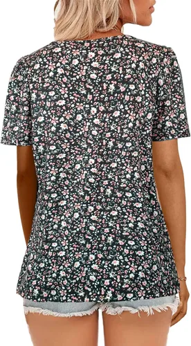 Miniatura 15 de JomeDesign - Camisetas casuales de verano para mujer, manga corta, cuello redondo, manga abullonada