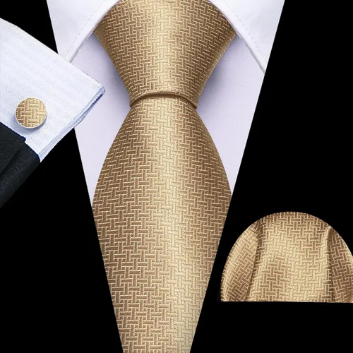 Miniatura 240 de Barry.Wang Juego de corbatas para hombre, corbata de seda a rayas, tejido a cuadros, gemelos formales, negocios, boda