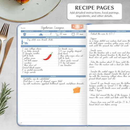 Miniatura 3 de Libro de recetas Legend – Libro de cocina familiar en blanco para escribir en tus propias recetas – Diario de cocina vacío – Cuaderno de cocina