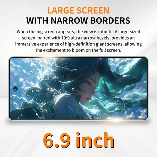 Miniatura 4 de Teléfonos desbloqueados 5G, HD de 6.9 pulgadas, batería de 8000 mAh, 8+256 GB, teléfono inteligente Android 15.0, cámara de 72+108 MP, lápiz óptico