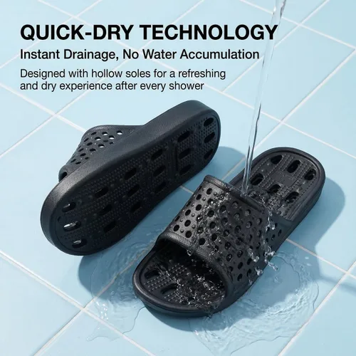 Miniatura 5 de clootess - Zapatos de ducha deslizantes para hombres y mujeres, sandalias de baño con agujeros, sandalias para piscina, gimnasio, dormitorio