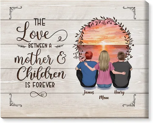 Miniatura 10 de Gossby Lienzo personalizado envuelto para mamá – El amor entre madre e hija es para siempre – Regalo personalizado con nombres de avatares – Regalo