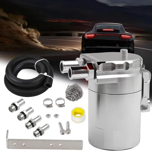 Miniatura 9 de Kit Mejorado de Depósito de Aceite con Deflectores, Separador de Aceite, Depósito de Aluminio con Línea de Combustible NBR Reforzada de 3/8", Negro