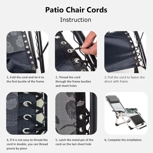 Miniatura 5 de Cable de repuesto para silla de gravedad cero, paquete de 4, cordón elástico para silla antigravedad, silla reclinable de patio, silla elástica