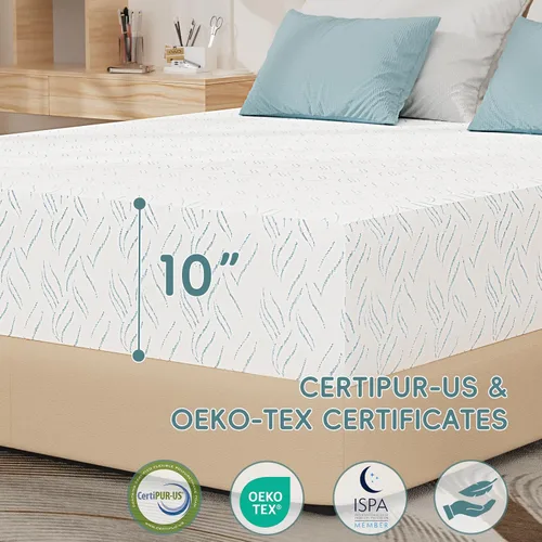 Miniatura 7 de Colchón Full de Espuma Viscoelástica, Colchón de Espuma Viscoelástica de 10 Pulgadas en una Caja, Sin Fibra de Vidrio, Sensación Media, Capas