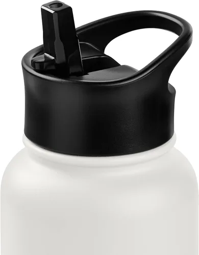 Miniatura 6 de Retrospec Botella de agua aislada de aliso con tapa de popote y tapa de asa, termo de acero inoxidable con boca ancha de doble pared aislada al