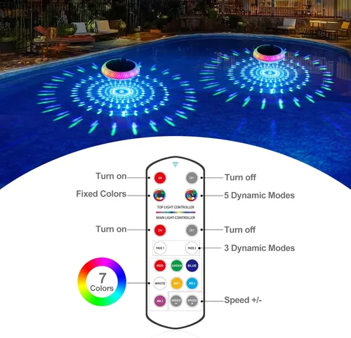 Miniatura 8 de Askyli Luces Flotantes de Piscina, Luces Solares para Piscina con Impermeable IP68 Que Flotan, Luz Solar Flotante para Piscina con Cambio
