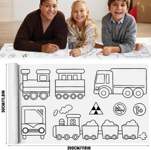 Miniatura 3 de Rollo de dibujo para niños, rollo de papel para colorear para regalo de niños, 120 x 11.8 pulgadas, rollo de papel de dibujo de bricolaje, rollo