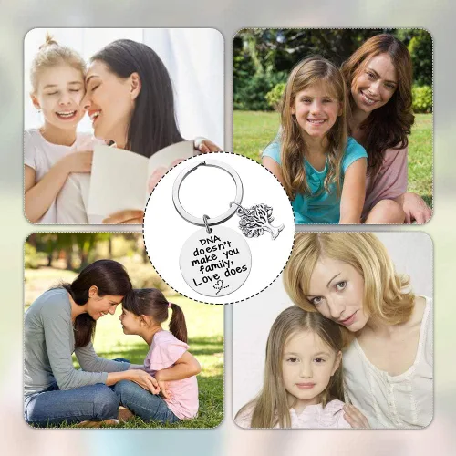 Miniatura 6 de Xiahuyu Llavero con texto en inglés "DNA Doesn't Make You Family Love don", regalo para madrastra, regalo para padrastro, regalos de adopción