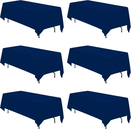Miniatura 66 de BRILLMAX 6 Pack de Manteles Azul Marino para Mesas Rectangulares de 8 Pies 90 x 156 Pulgadas - 8 pies Mantel Rectangular a Granel de Lino