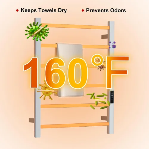 Miniatura 3 de Toalleros térmicos para baño, calentadores eléctricos de toallas para montar en la pared con temporizador y control de temperatura, calentador