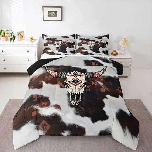 Miniatura 44 de Erosebridal - Juego de ropa de cama estilo tribal bohemio azteca, edredón con estampado étnico blanco y negro, bohemio, tamaño King, juego de Multi