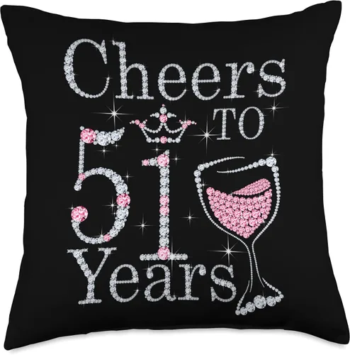 Miniatura 4 de Pink Wine Crown 51st Birthday Tee Gift For Womens Cheers to 51 Years 1971 - Camiseta de regalo para mujer, 16 x 16 pulgadas, multicolor