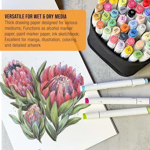 Miniatura 5 de U.S. Art Supply Bloc de papel marcador manga de alta calidad de 11 x 14 pulgadas (paquete de 2, 48 hojas en total) – Cuaderno de dibujo de 60 libras