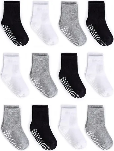 Zaples - Calcetines con suela antideslizante y altura media para bebés, niños y niñas Surtido 12 unidades