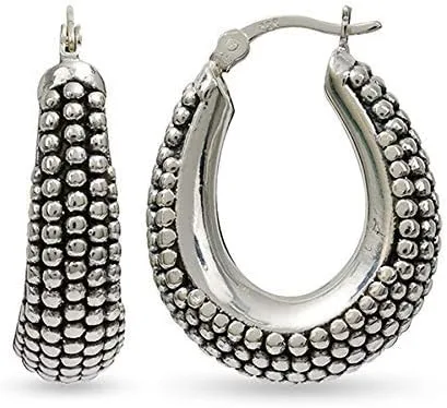 Miniatura 5 de LeCalla Juego de 2 pares de aretes de aro antiguos de plata esterlina para mujer., Plata de ley