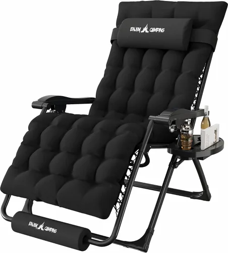 Miniatura 15 de Amopatio Silla de gravedad cero de gran tamaño, silla reclinable de 29 pulgadas de ancho, con bloqueo y reposapiés mejorados, soporte para tazas
