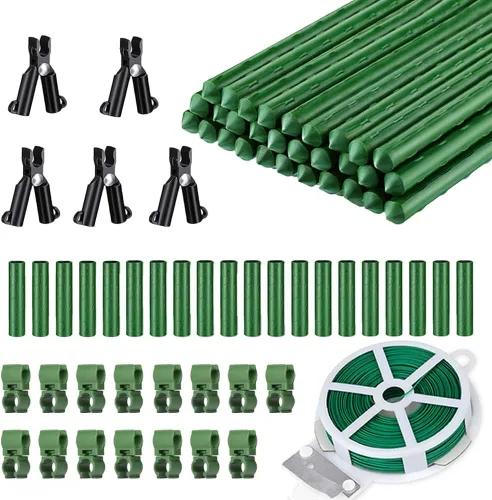 Estacas de jardín de 7/16 pulgadas, 30 estacas de 16 pulgadas para plantas de bricolaje de 3 pies, 4 pies, 5 pies y 6 pies, estaca de soporte para