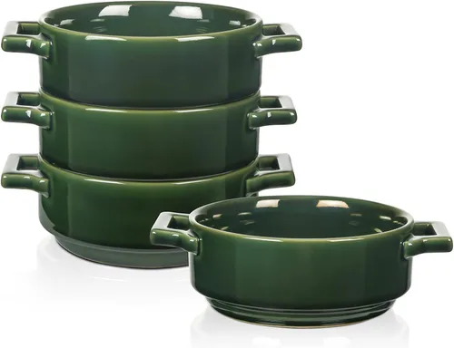 Miniatura 9 de vicrays Tazones de sopa de cerámica con asas, 24 onzas, platos de sopa de porcelana para sopa de cebolla francesa, cereales, estofado de ternera