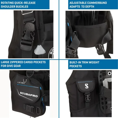 Miniatura 3 de SCUBAPRO Nivel Super Cinch delantero ajustable buceo BCD para buceo recreativo