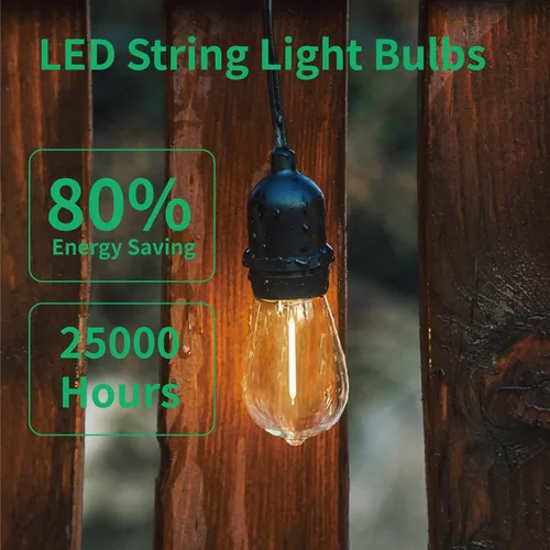 Miniatura 5 de Meconard Paquete de 30 bombillas LED S14 Edison para cadenas de luces exteriores, bombillas de repuesto de 1 vatio para cadenas de luces exteriores