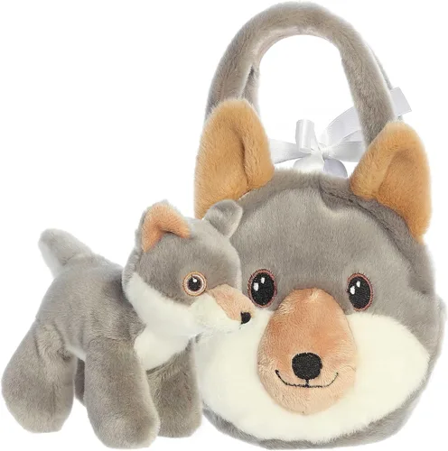 Miniatura 6 de Aurora Peluche de lobo Eco Nation hecho de forma responsable, ideal para aventuras de juego, perfecto para cumpleaños o simplemente porque - gris